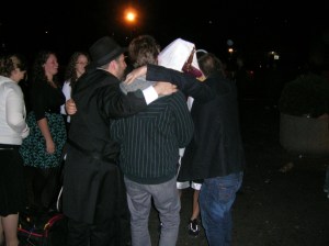 My fellow Jews dancing around with a Torah at the Grease Trucks.  Something isn't quote kosher about this.