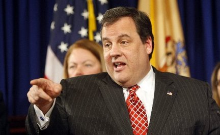Chris Christie in a suit that would make David Byrne envious.